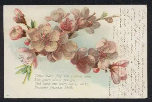 Glitzer-Perl-AK Blühender Zweig mit Glitzer-Perlen