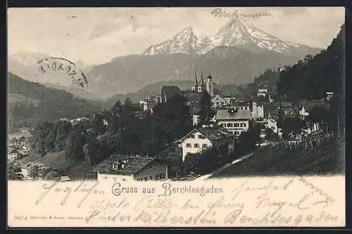 AK Berchtesgaden, Ortsansicht mit Bergpanorama