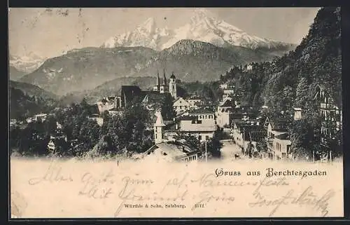 AK Berchtesgaden, Ortsansicht mit Bergen