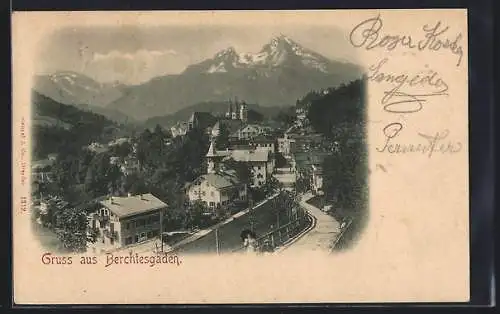 AK Berchtesgaden, Ortsansicht mit Bergen