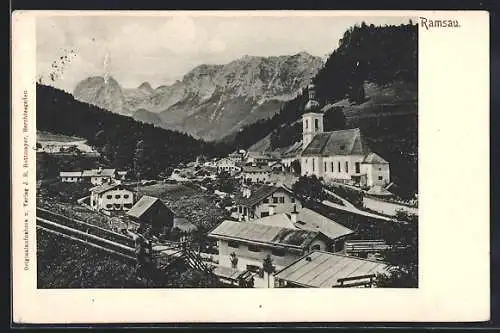 AK Ramsau / Berchtesgaden, Ortsansicht aus der Vogelschau