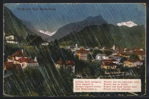 AK Bad Reichenhall, Ortschaft bei Regen