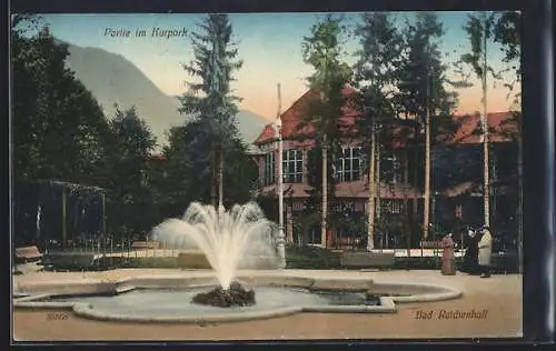 AK Bad Reichenhall, Springbrunnen im Kurpark