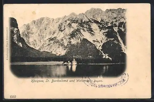 AK Königssee / Berchtesgaden, St. Bartholomä und Watzmann