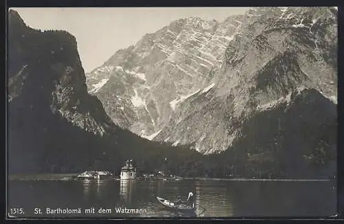 AK St. Bartholomä, Ansicht mit dem Watzmann