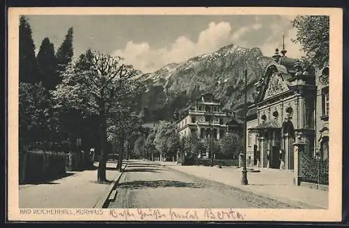 AK Bad Reichenhall, Strassenpartie mit Kurhaus und Kaffee Flora