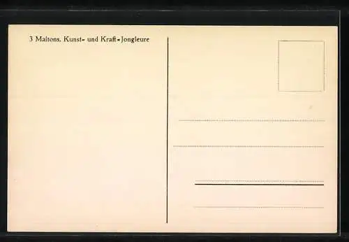 AK 3 Maltons, Kunst- u. Kraft-Jongleure in Aktion