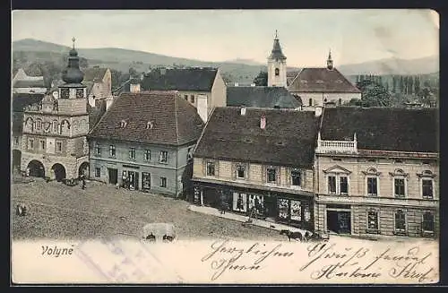 AK Volyne, Ortspartie mit Blick zur Kirche