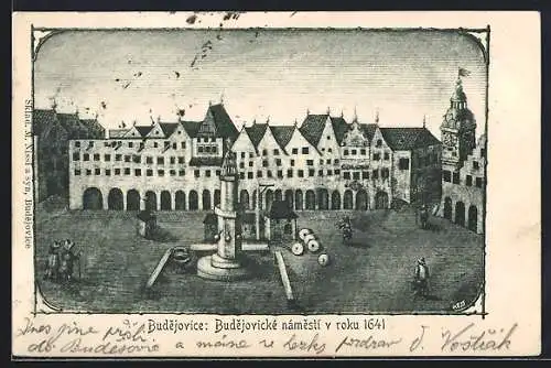 Lithographie Budejovice, Budejovické námestí v roku 1641