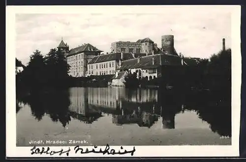 AK Neuhaus / Jindrichuv Hradec, Zamek, Uferpartie am Schloss