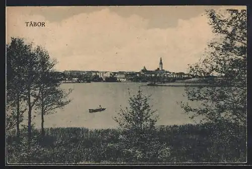 AK Tábor, Uferpartie mit Blick auf die Stadt