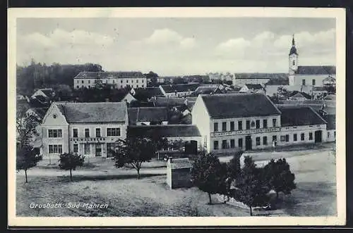 AK Grusbach, Totalansicht mit Gasthof zum weissen Kreuz