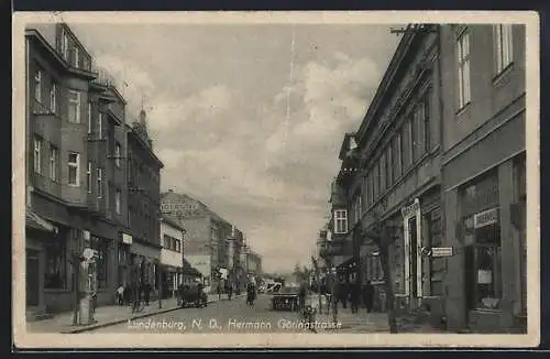 AK Lundenburg, Hermann Göringstrasse mit Geschäften