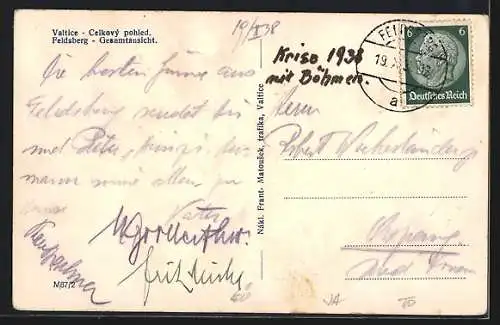 AK Feldsberg, Gesamtansicht aus der Vogelschau