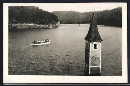 AK Vöttau, Dreifältigkeitskirche unter dem Wasserspiegel, Frainer Talsperre