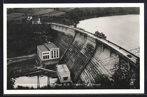 AK Frain an der Thaya, Talsperre mit Stausee aus der Vogelschau