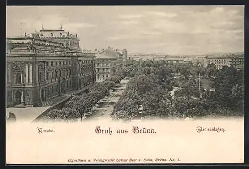 AK Brünn / Brno, Theater und Glacisanlagen