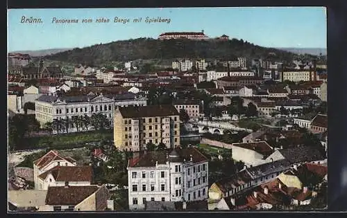 AK Brünn / Brno, Panorama vom roten Berge mit Spielberg