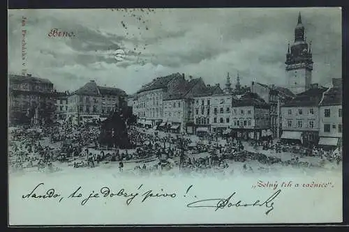 Mondschein-AK Brno, Stände auf dem Marktplatz