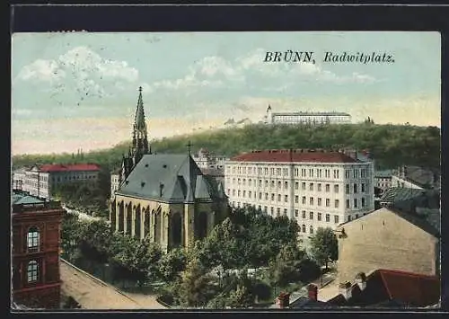 AK Brünn / Brno, Radwitplatz mit Kirche