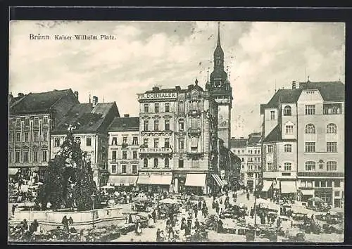 AK Brünn / Brno, Kaiser Wilhelms-Platz mit Fr. Dohnalek Geschäft