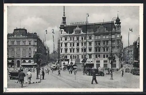 AK Brünn / Brno, Freiheitsplatz mit Strassenbahn