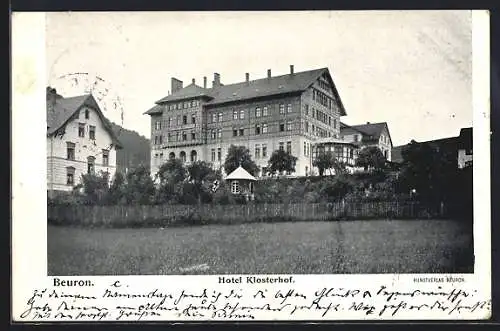 AK Beuron, Hotel Klosterhof mit Garten
