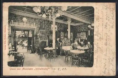 AK Mannheim, Gasthaus Wilhelmshof, Innenansicht