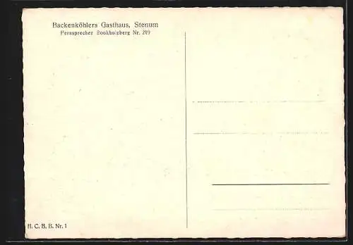 AK Stenum, Backenköhlers Gasthaus, Aussenansicht mit Bewohnern