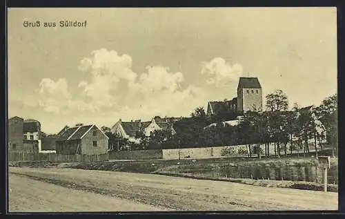 AK Sülldorf / Magdeburg, Blick auf den Ort