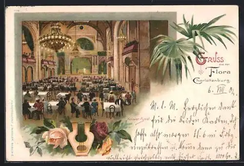 Lithographie Charlottenburg, Kaiser-Saal von Restaurant Theater Konzerthaus Flora