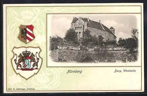 AK Nürnberg, Burg mit Stadtwappen