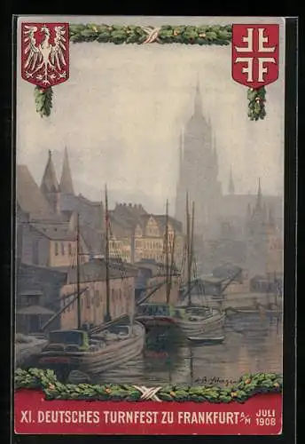 Künstler-AK Frankfurt a.M., 11. Deutsches Turnfest 1908