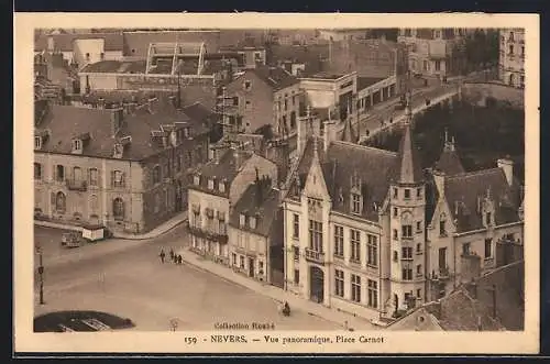 AK Nevers, Vue panoramique, Place Carnot