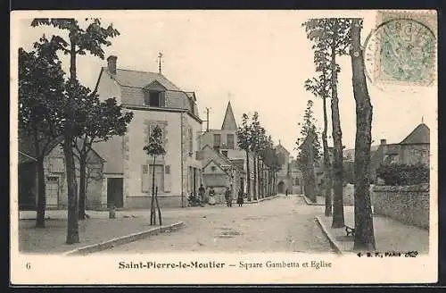 AK Saint-Pierre-le-Moutier, Square Gambetta et Eglise