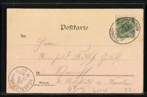 Lithographie Tanzsaal, Buden und Karussell auf einem Volksfest