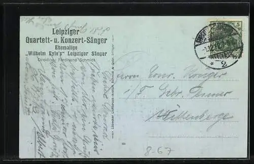 AK Leipzig, Quartett- u. Konzertsänger, Direktion Ferdinand Schmidt, Ein Geburtstagsgeschenk