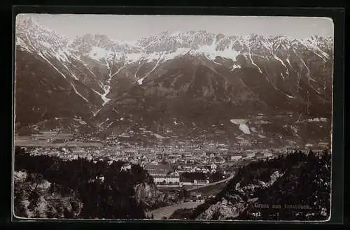 Foto-AK Fritz Gratl: Innsbruck, Stadtansicht mit Bergpanorama