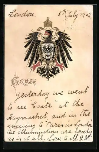 AK Wappen mit deutscher Reichsadler und Kaiserkrone