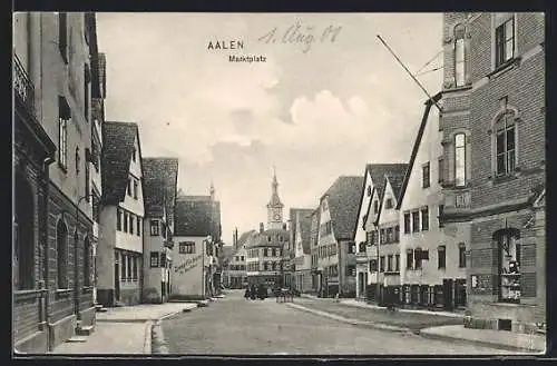 AK Aalen, Marktplatz mit Dampffärberei Fr. Auchter