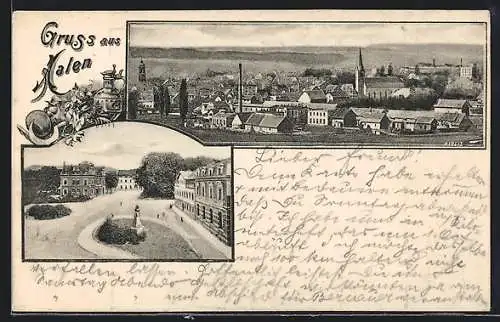 AK Aalen, Teilansicht mit Kirche, Denkmal