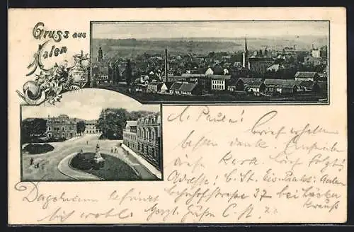 AK Aalen, Teilansicht mit Kirche, Denkmal