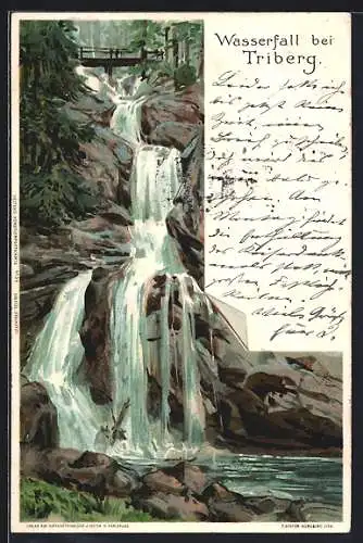 Künstler-AK C.Biese: Triberg, Wasserfall und Brücke