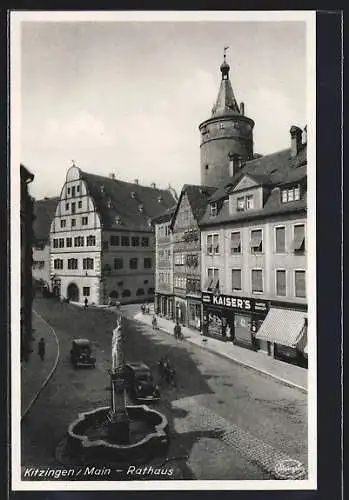 AK Kitzingen am Main, Rathaus, Brunnen