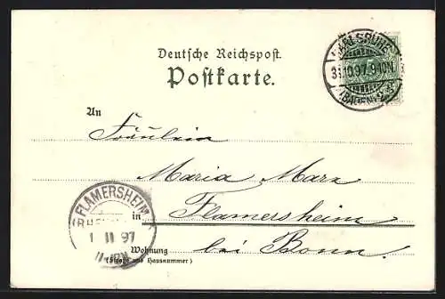 Künstler-AK K. Mutter: Insel Mainau, Wegpartie mit Blick zur Insel