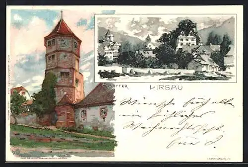 Künstler-AK K. Mutter: Calw-Hirsau, Ortspartie mit Turm