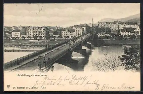 AK Heidelberg-Neuenheim, Blick über die Brücke zum Ort