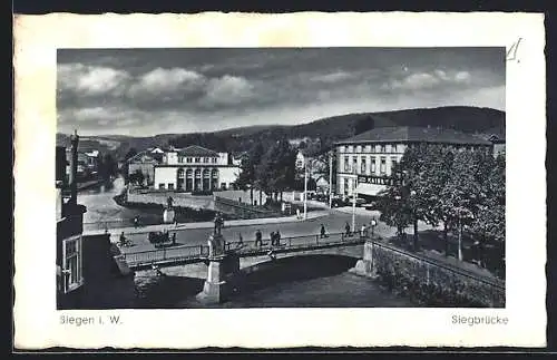 AK Siegen i. W., Siegbrücke aus der Vogelschau