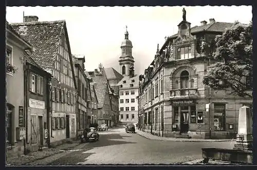 AK Uffenheim / Mfr., Strassenpartie am Marktplatz