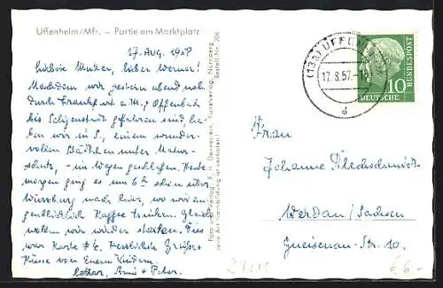 AK Uffenheim / Mfr., Strassenpartie am Marktplatz